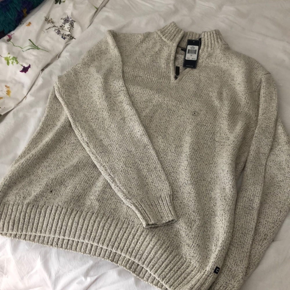 NWT Mens chaps quarter zip cream sweater size large